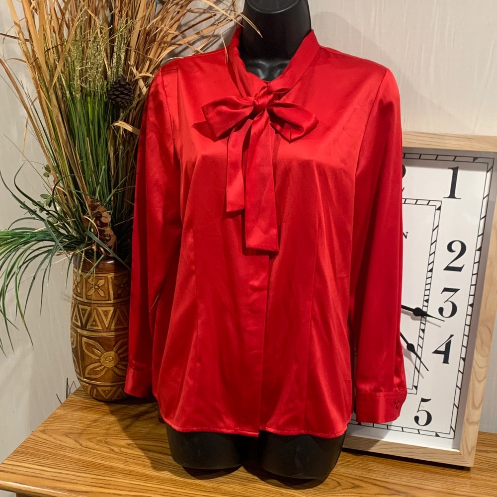 Breckenridge Vibrant Red Satin Blouse